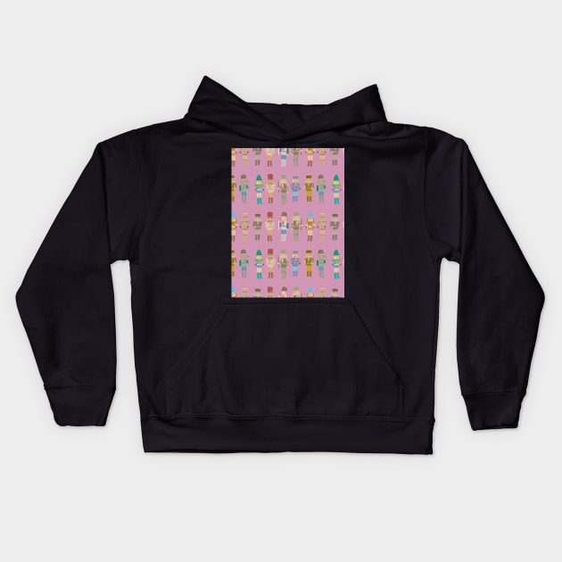 Nutcrackers on pink Kids Hoodie by Flyingrabbit